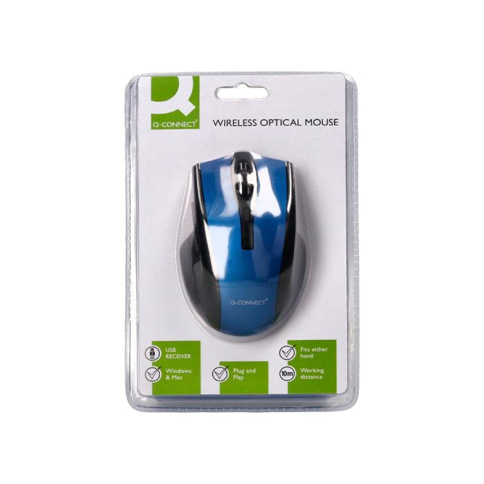 Raton Q-Connect Optico Inalambrico 1000 Dpi Receptor Usb 2,4 grhz Azul 6