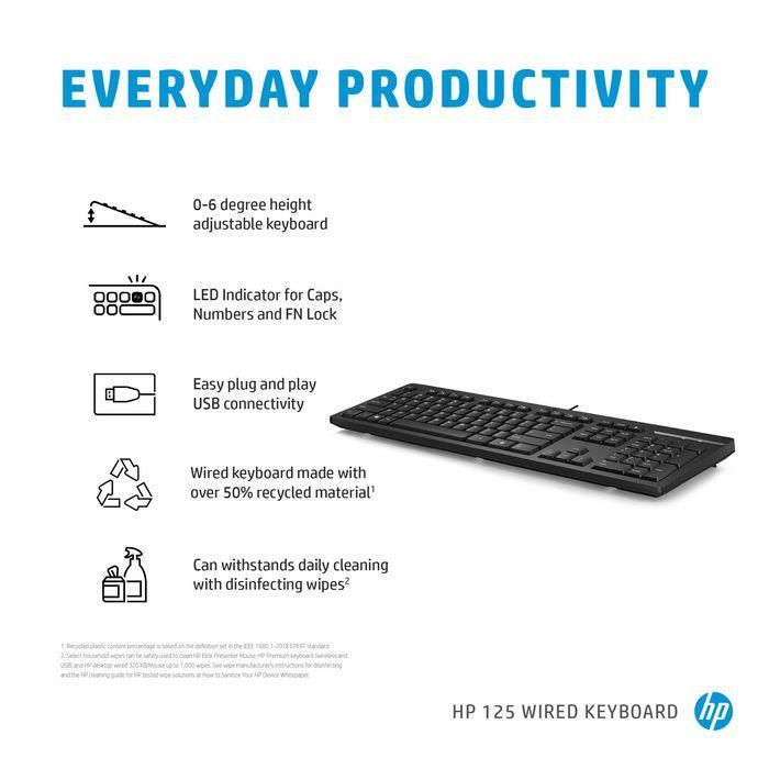 HP 125 USB Wired Keyboard Used for all EU countries 6 HP 125 USB Wired Keyboard Used for all EU countries 6
