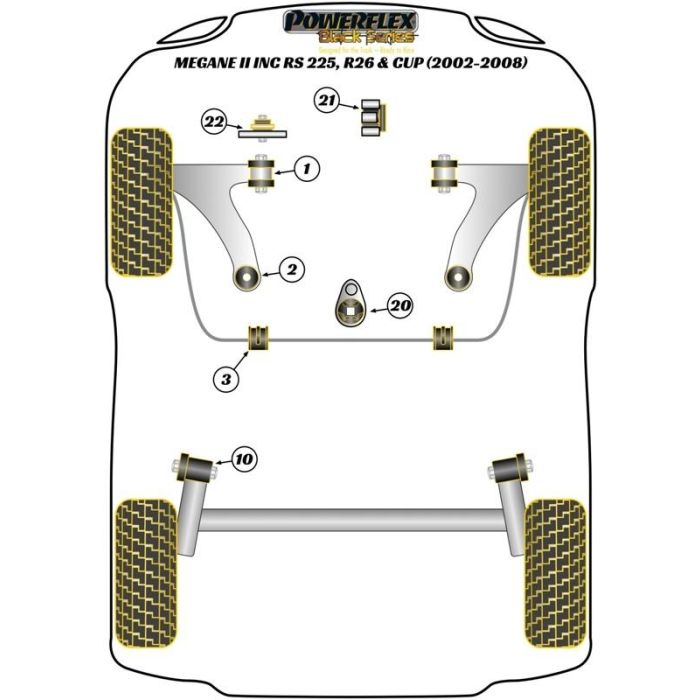 Powerflex PFF60-522BLK Silentblock de Montaje de Motor Superior Derecho Poliuretano Alto Rendimiento