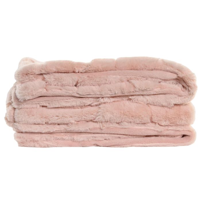 Manta Urban DKD Home Decor Rosa Palo 170 x 130 cm (2 Unidades) 2