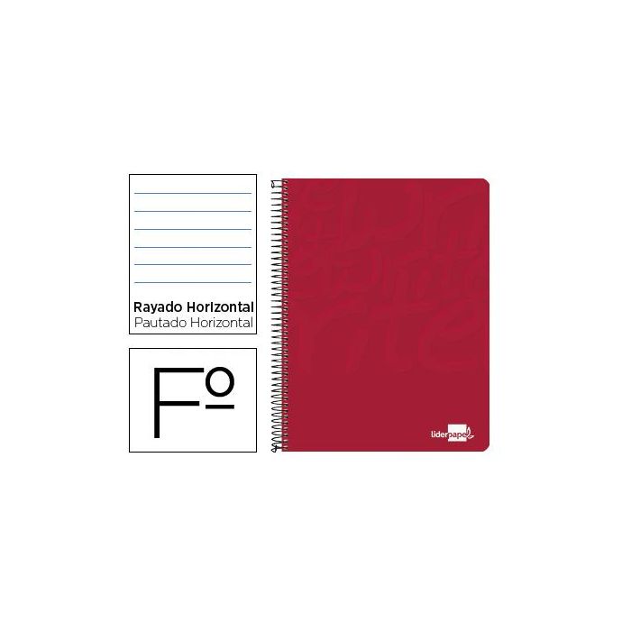 Cuaderno Espiral Liderpapel Folio Write Tapa Blanda 80H 60 gr Horizontal Con Margen Color Rojo 10 unidades