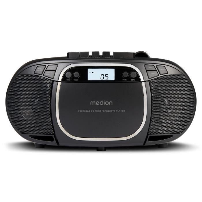 Medion MED4061275196481 Radio CD Portátil FM, 2x2.2W RMS, Color Negro