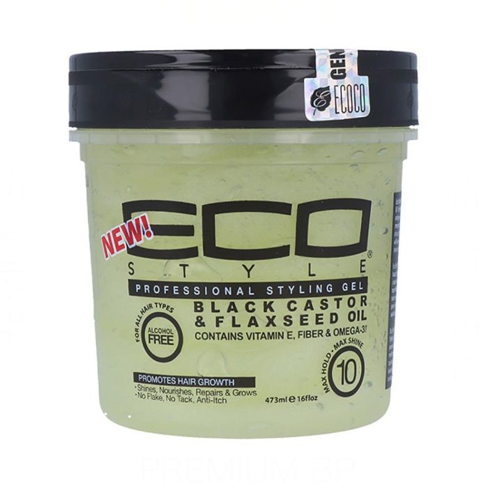 Eco Styler Gel de Estilo Máxima Fijación con Aceite de Ricino Negro y Linaza 16Oz/473 ml