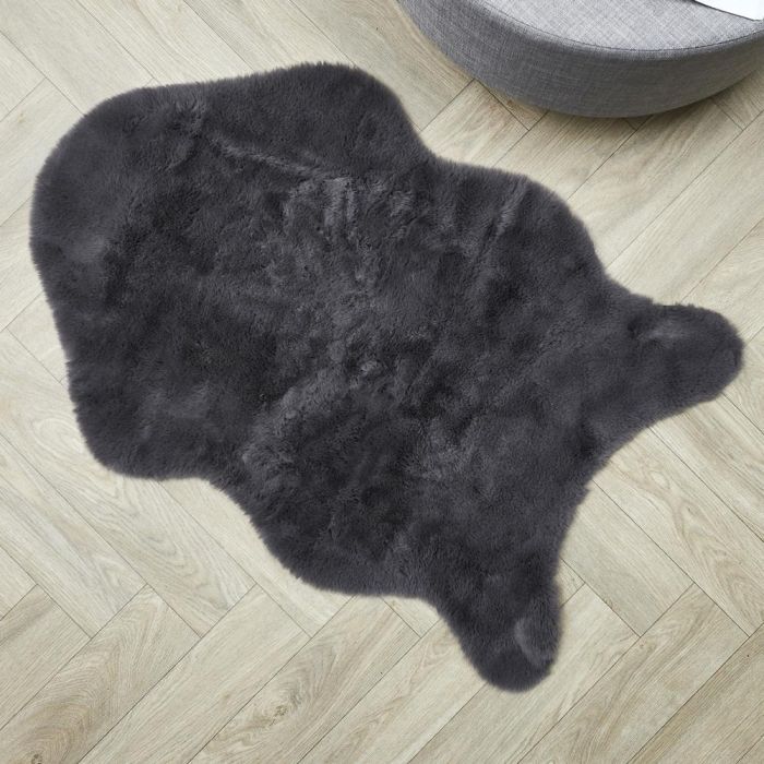 Home Deco Factory Alfombra Pelo Gris Imitación Piel Forma Animal Suave 60x90 cm 4