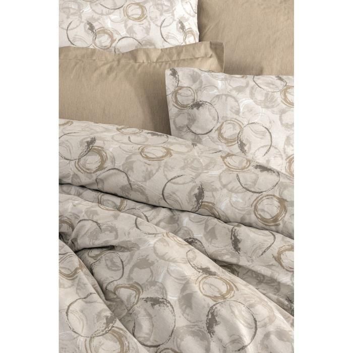 Juego de cama - 1 funda nórdica 220x240 cm + 2 fundas de almohada 60x60 cm - 100% algodón - Beige 1 Juego de cama - 1 funda nórdica 220x240 cm + 2 fundas de almohada 60x60 cm - 100% algodón - Beige 1
