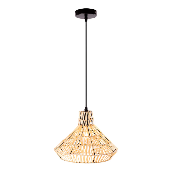 Lámpara Colgante Alec Beige Ratán Mediterráneo Cable Negro SKD-P-2006 Ajustable 0 Lámpara Colgante Alec Beige Ratán Mediterráneo Cable Negro SKD-P-2006 Ajustable 0