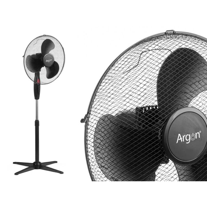 Ventilador de Pie Negro Argon 45W, 60x15x43cm, 3 Velocidades, Giro 180°, Cabezal Inclinable 1 Ventilador de Pie Negro Argon 45W, 60x15x43cm, 3 Velocidades, Giro 180°, Cabezal Inclinable 1
