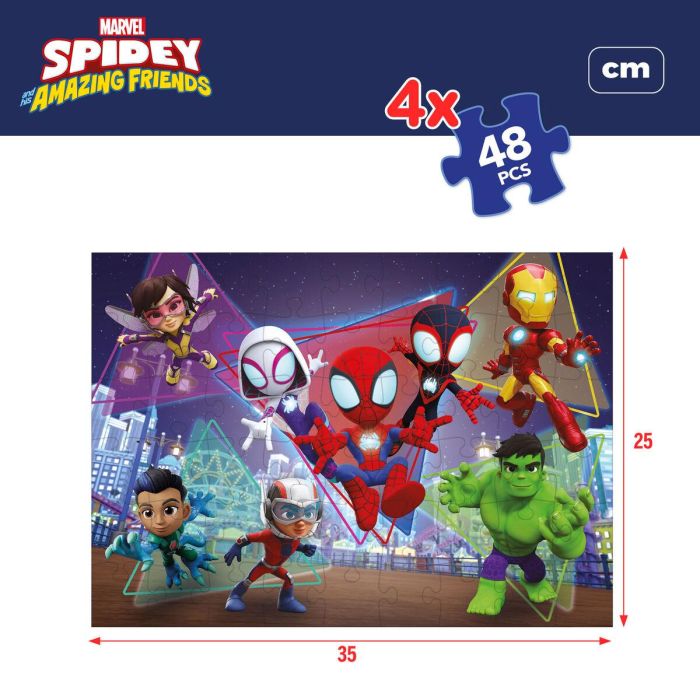 Set de 4 Puzzles Spidey 35 x 1,5 x 25 cm 48 Piezas (6 Unidades) 2 Set de 4 Puzzles Spidey 35 x 1,5 x 25 cm 48 Piezas (6 Unidades) 2