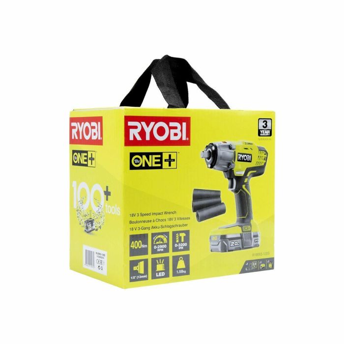 Ryobi Destornillador de 18V con Batería 2.0 Ah, Cargador Rápido y 3 Enchufes 2