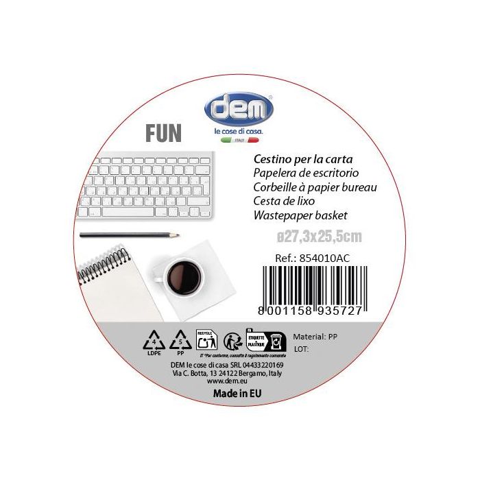 Inde Papelera De Escritorio Fun Colores 27.1 cm Ancho x 25.5 cm Alto x 27.1 cm Largo (12 Unidades) 2