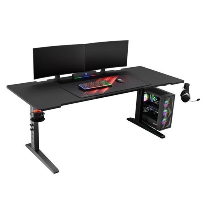 GENESIS NDS-2251 Escritorio Gaming Modular Holm 180 cm Negro, Altura Ajustable, LED RGB, Ergonómico, Gestión de Cables