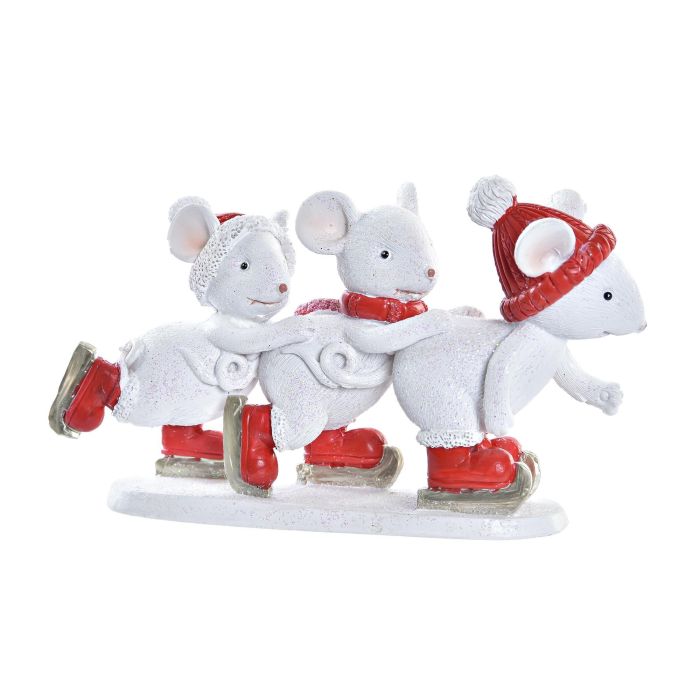 Figura Navidad Moderna DKD Home Decor Blanco Rojo 4 x 7.5 x 12.5 cm