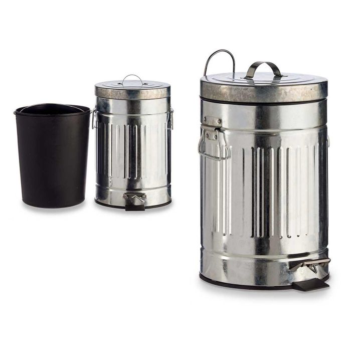 Papelera de acero 7L Arte Regal - 21x34x26 cm, negro/plata, con pedal y cubo extraíble (6 Unidades) Papelera de acero 7L Arte Regal - 21x34x26 cm, negro/plata, con pedal y cubo extraíble (6 Unidades)