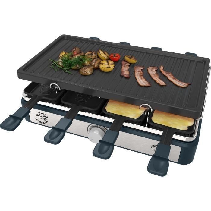 Parrilla raclette rectangular - LITTLE BALANCE - Maxi Grill & Cheese - 1400 W - 8 personas - Diseño Moo / pepper