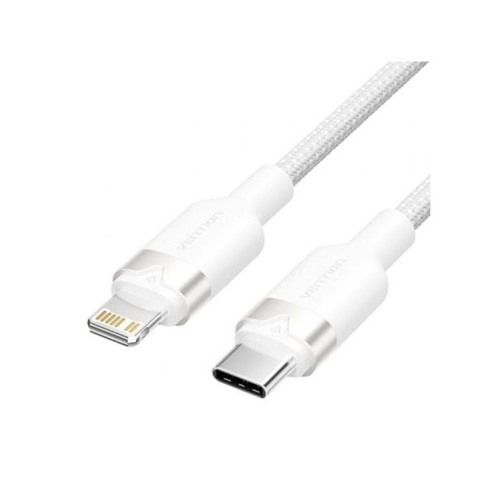 Cable USB Tipo-C Lightning Vention LALWF/ USB Tipo-C Macho - Lightning Macho/ 27W/ 480Mbps/ 1m/ Blanco Cable USB Tipo-C Lightning Vention LALWF/ USB Tipo-C Macho - Lightning Macho/ 27W/ 480Mbps/ 1m/ Blanco