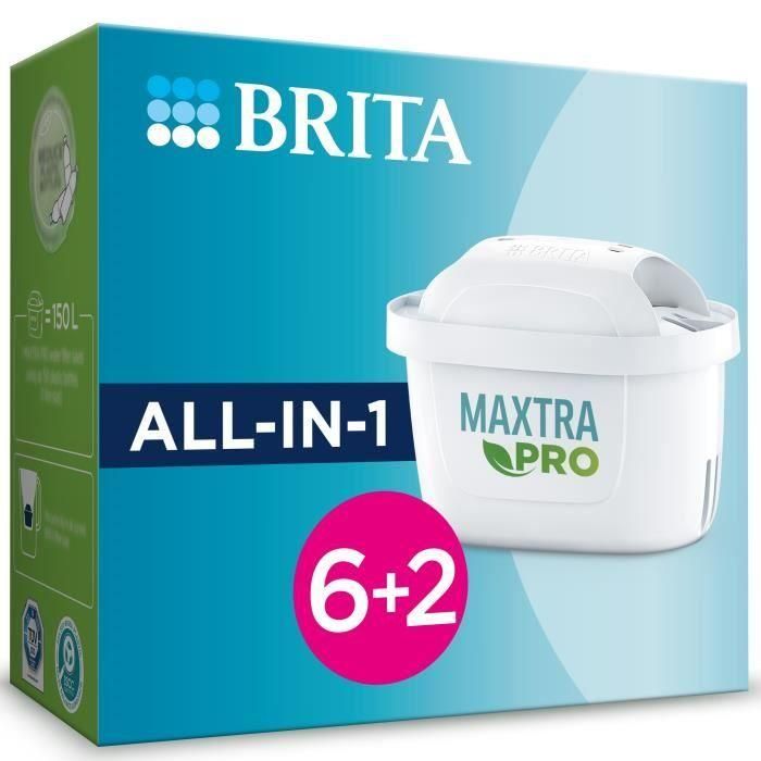 Pack de 6 filtros de agua + 2 gratis - BRITA - MAXTRA PRO Todo en 1 Pack de 6 filtros de agua + 2 gratis - BRITA - MAXTRA PRO Todo en 1