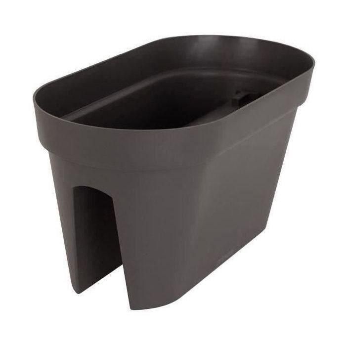 ARTEVASI Jardiniere para balcón Capri - 30 x 60 x H 30 cm - 26,8 L - Gris antracita