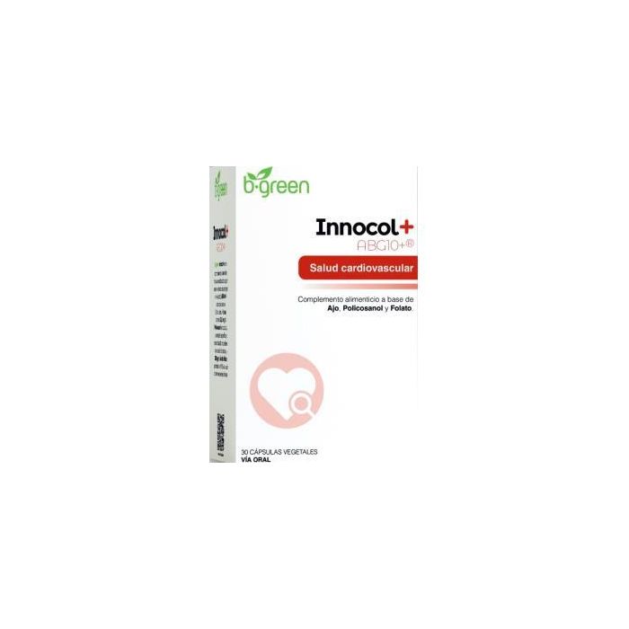 B.GREEN (LAB. LEBUDIT) Innocol+ 30Vcaps. con Ajo Negro, Policosanol y Folatos para Mantenimiento Cardiovascular. Apto Veganos.