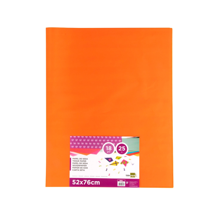 Liderpapel Papel seda naranja 52x76 cm 18 gr paquete 25 hojas 1