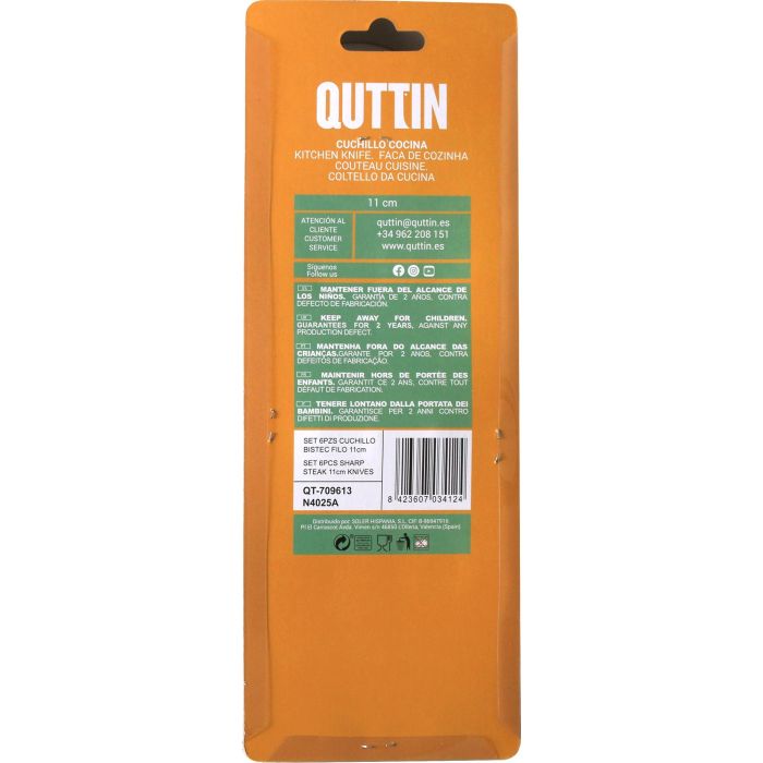 Set de 6 cuchillos para bistec Quttin, filo 11 cm (12 Cajas) 4 Set de 6 cuchillos para bistec Quttin, filo 11 cm (12 Cajas) 4