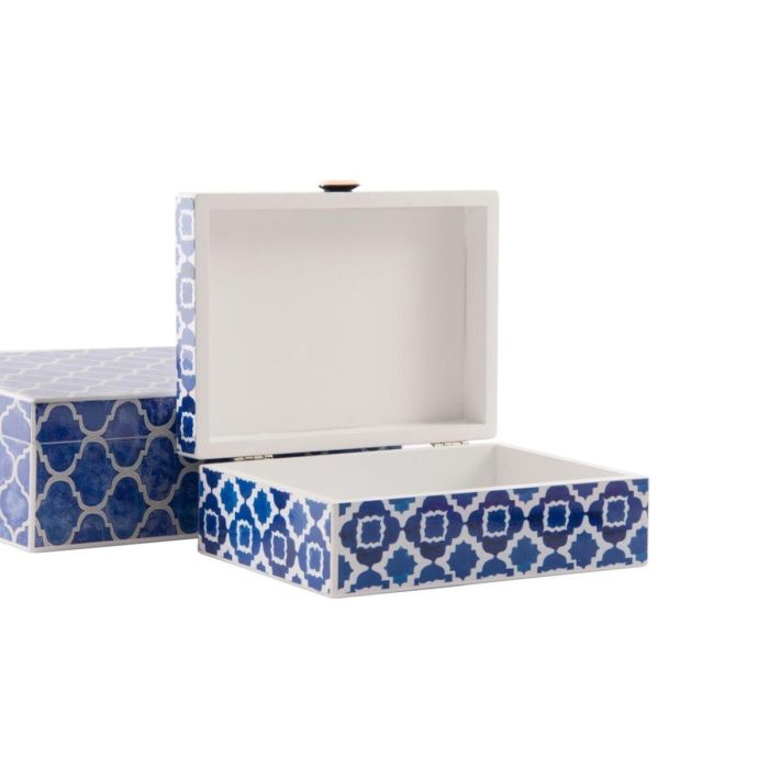 Caja-Joyero DKD Home Decor Azul Azul marino Madera 24 x 20 x 8 cm (2 Unidades) 2