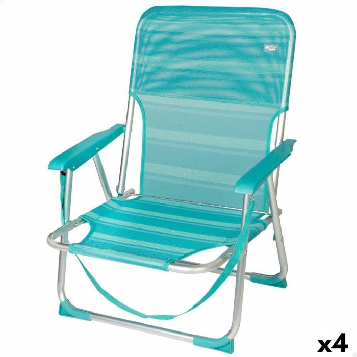 Silla de Playa Aktive Turquesa 44 x 72 x 35 cm Aluminio Plegable (4 Unidades)