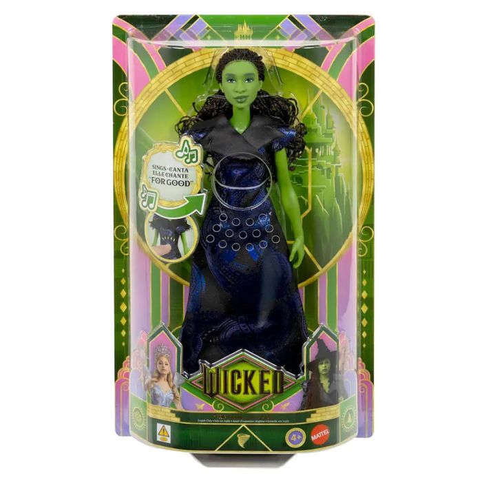Mattel Jfm09 Muñeca Elphaba Thropp Musical Wicked: For Good - Canta "For Good" con vestido y piel verde 2