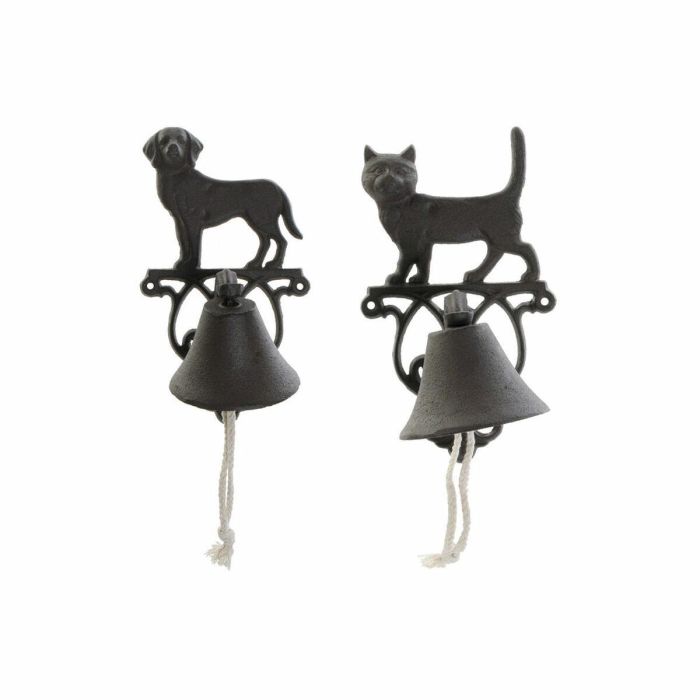DKD Home Decor Campana de Hierro Colado con Cuerda para Terraza y Jardín Marrón Oscuro, Pack de 2 Unidades, 15x24x14 cm 0 DKD Home Decor Campana de Hierro Colado con Cuerda para Terraza y Jardín Marrón Oscuro, Pack de 2 Unidades, 15x24x14 cm 0