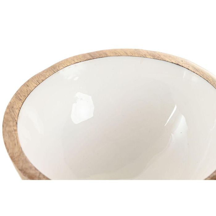 DKD Home Decor Bol de Mango Lacado Blanco Natural 15x15x7 cm. Apto para Lavavajillas. Colección National white. 2 DKD Home Decor Bol de Mango Lacado Blanco Natural 15x15x7 cm. Apto para Lavavajillas. Colección National white. 2