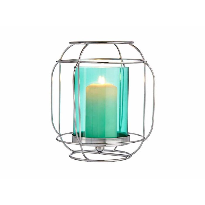 Farol de Cristal y Metal Azul Plata Giftdecor 19x20x19 cm (8 Unidades) 3 Farol de Cristal y Metal Azul Plata Giftdecor 19x20x19 cm (8 Unidades) 3