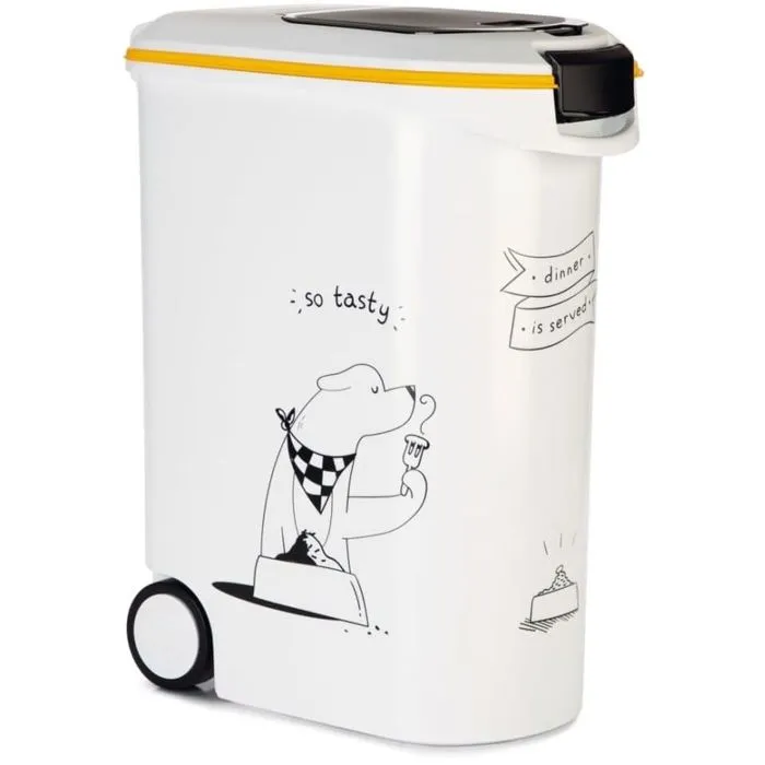 Curver Envase de alimento seco 54 L / 20 kg para perros, Cena mascotas, Blanco, 49,3 x 27,8 x 60,5 cm 1