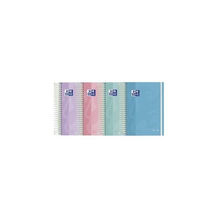 Oxford Agenda Escolar Touch Pastel Espiral 8º Dp T-Extradura 2025-2026, Compatible con SCRIBZEE®, Interior Nude Azul