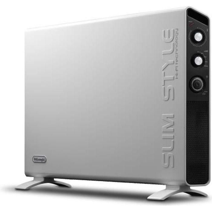 Delonghi HCX3220FTS Convector Móvil 2000W (3 Potencias) Temporizador 24h Ultra Delgado 7.5cm Blanco