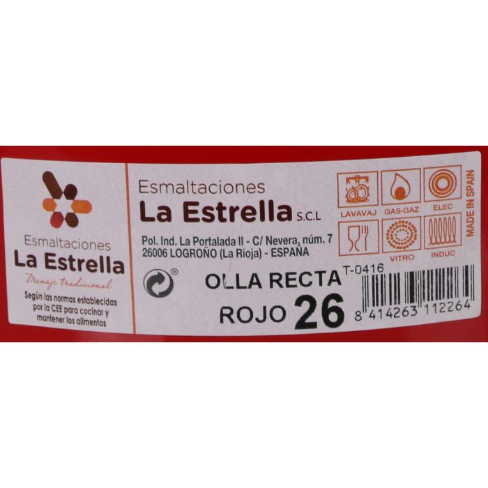 Olla Recta con Tapa 26 cm Rojo - La Estrella (4 Unidades) 1 Olla Recta con Tapa 26 cm Rojo - La Estrella (4 Unidades) 1
