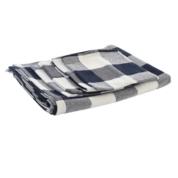 DKD Home Decor Mantel de Algodón y Poliéster a Cuadros Azul y Blanco de 150x150 cm, Set de 5 Unidades (200 GSM) Hecho a mano 3 DKD Home Decor Mantel de Algodón y Poliéster a Cuadros Azul y Blanco de 150x150 cm, Set de 5 Unidades (200 GSM) Hecho a mano 3