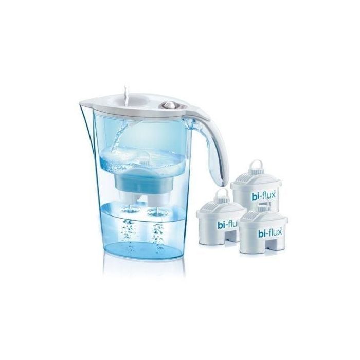 Laica J9047W2 Jarra Filtrante Agua Stream Line Blanca 2.3L Total / 1.2L Filtrada + 3 Filtros BI-FLUX. Fabricada en Italia.
