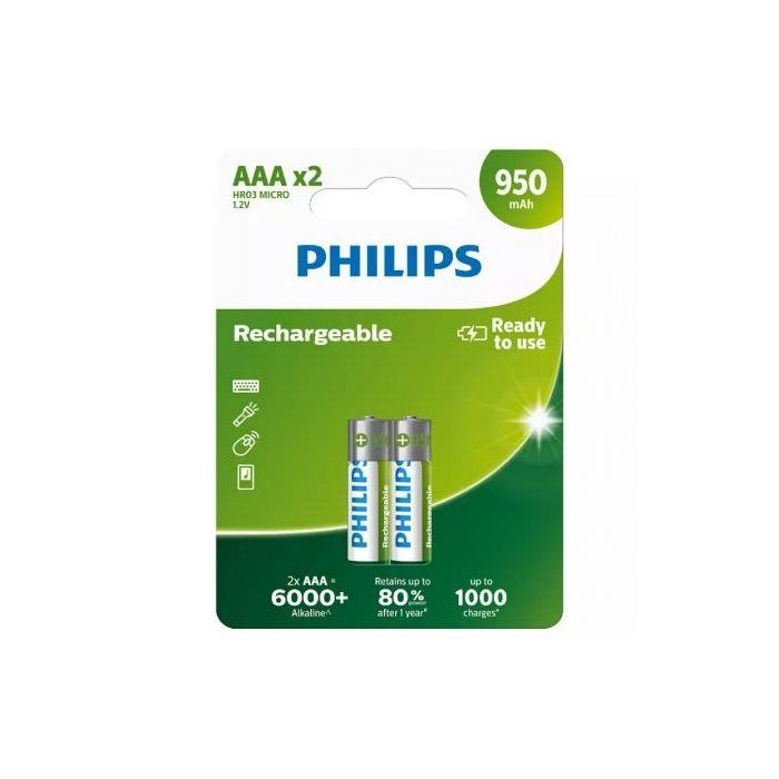 Pilas Recargables Philips R03B2A95/10 1,2 V 2 AAA (2 Unidades)