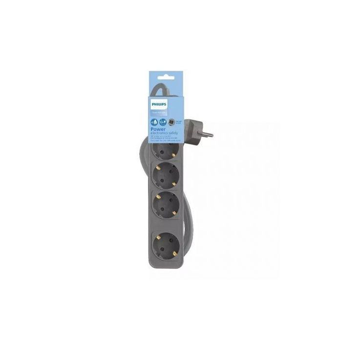 Regleta con Interruptor Philips CHP2144G/62/ 4 Tomas de corriente/ Cable 1.5m/ Gris 1 Regleta con Interruptor Philips CHP2144G/62/ 4 Tomas de corriente/ Cable 1.5m/ Gris 1