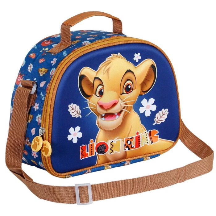Disney El Rey León Bolsa Portamerienda 3D Little Face Azul, Forro Isotérmico, 5L 2