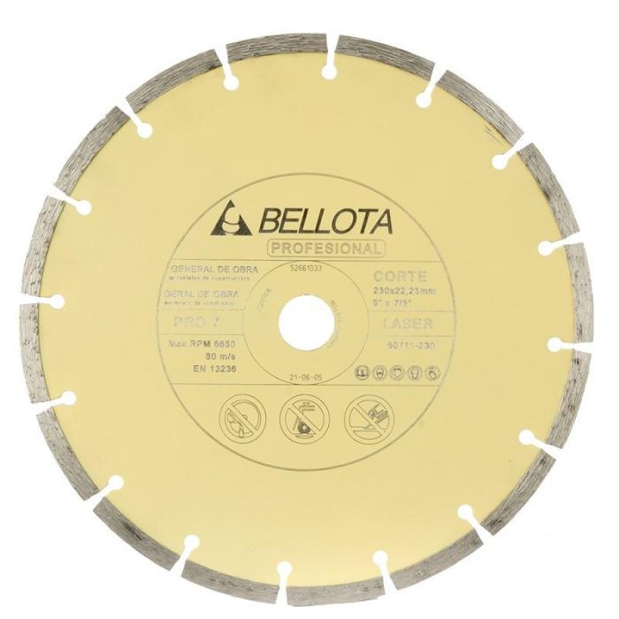 Bellota 50711-230 Disco Diamante Obra Laser Pro 7 para Corte Seco