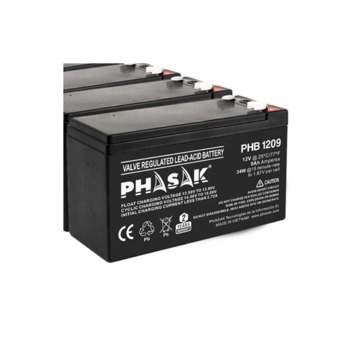 Batería Phasak PHB 1209 compatible con SAI/UPS PHASAK según especificaciones