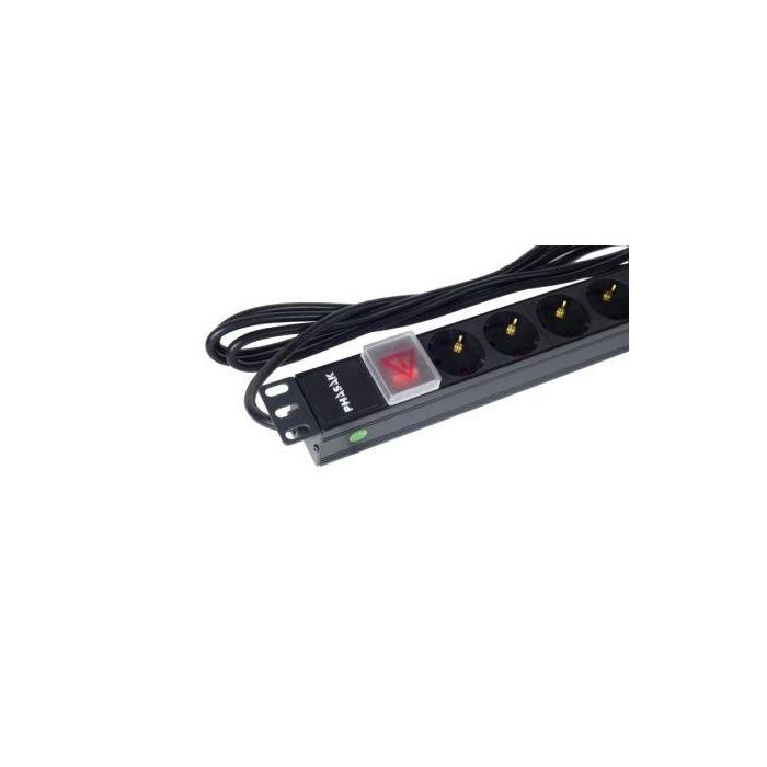 Regleta con Interruptor Phasak BNS 1520/ 8 Tomas de Corriente/ Cable 3m/ Negro 4