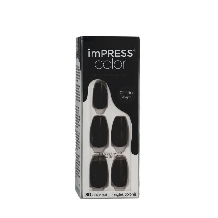 Uñas Postizas Kiss imPRESS color Negro 30 piezas (30 unidades)