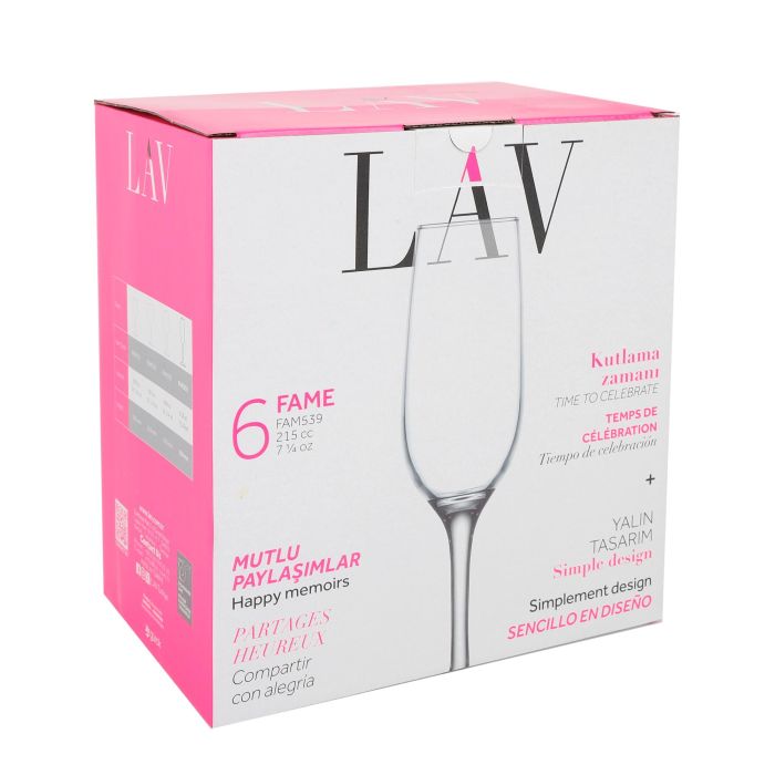Lav Set 6 Copas de Champagne 215 cc Colección Fame 5.5x4.8x23 cm (4 Cajas) 2
