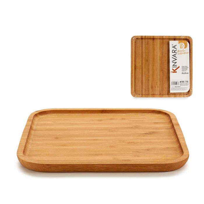 Tabla Cuadrada de Bambú para Aperitivos 25x25 cm Kinvara (12 Unidades)