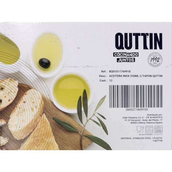 Aceitera de acero inoxidable 250 ml con tapón Quttin (12 Unidades) 3 Aceitera de acero inoxidable 250 ml con tapón Quttin (12 Unidades) 3