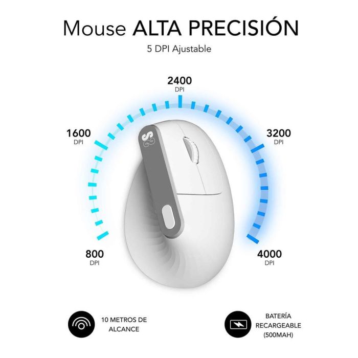 SUBBLIM NATURE VERTICAL ERGO DUAL MOUSE BATTERY WHITE 4 SUBBLIM NATURE VERTICAL ERGO DUAL MOUSE BATTERY WHITE 4