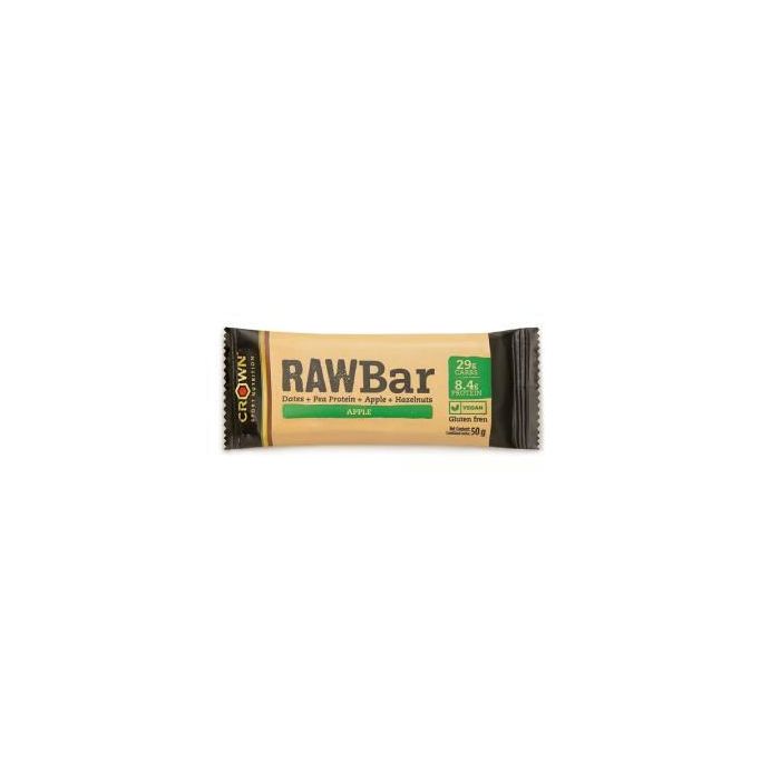 Crown Sport Nutrition Raw Bar de Dátil, Huevo y Avellanas, Sabor Manzana, 50g - Barrita Energética Alta en Proteínas, Sin Gluten