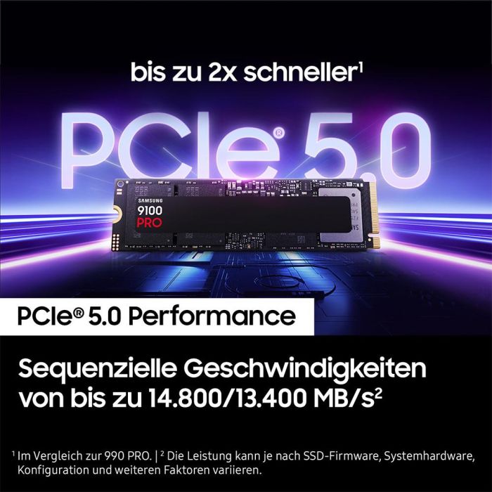 Samsung 9100 PRO SSD Interno NVMe M.2 PCIe 5.0 x4 2 TB Velocidad Lectura 14.800 MB/s MZ-VAP2T0BW 5