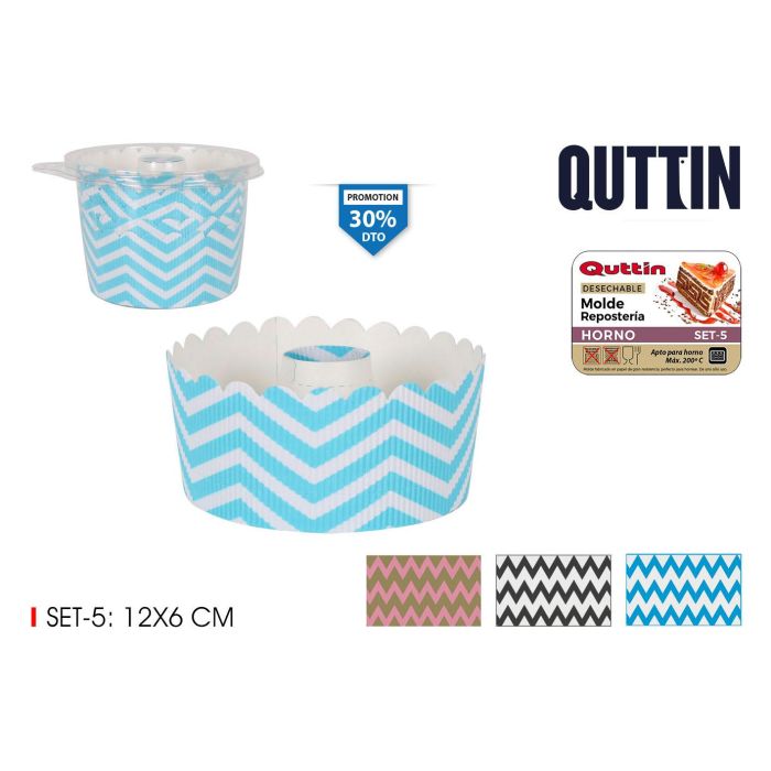 Quttin Set de 5 Moldes para Horno Savarin, Diseño 12x6, 16x19x11 cm (12 Unidades) 0 Quttin Set de 5 Moldes para Horno Savarin, Diseño 12x6, 16x19x11 cm (12 Unidades) 0
